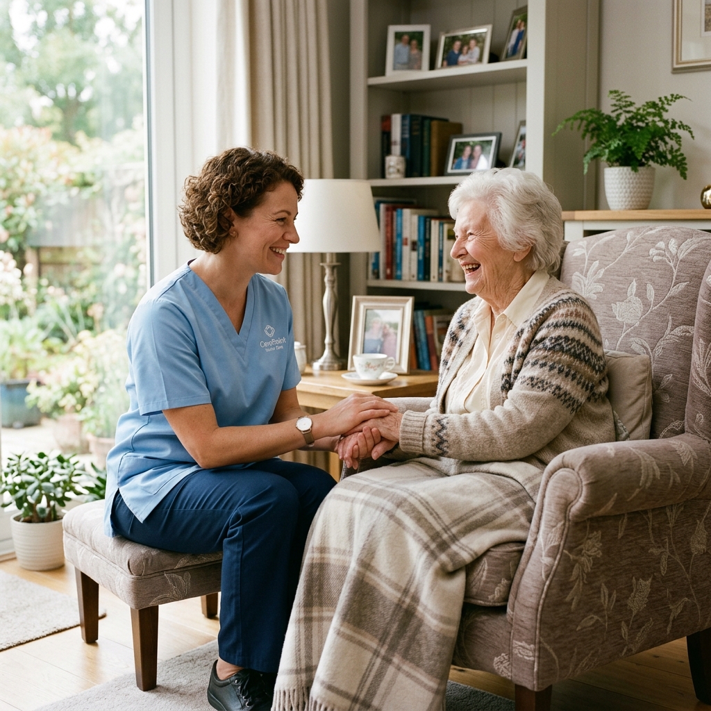 Heartwarming caregiving session demonstrating trust and compassion